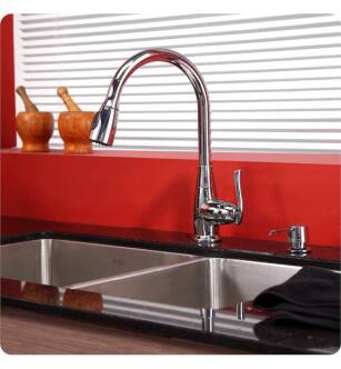 Kraus KHU103-33-KPF2230-KSD30SN 32 3/4" Double Bowl Undermount Stainless Steel Kitchen Sink with Kitchen Faucet and Soap Dispenser