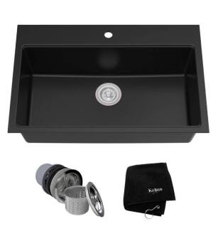 Kraus KGD-412B 30 3/4" Single Bowl Drop-In/Undermount Granite Composite Rectangular Kitchen Sink