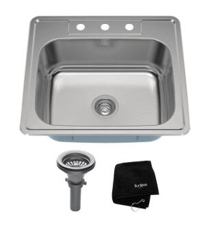 Kraus KTM25 25" Single Bowl Drop-In Stainless Steel Square Kitchen Sink
