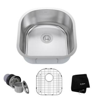 Kraus KBU15 19 3/4" Single Bowl Undermount Stainless Steel Square Kitchen Sink