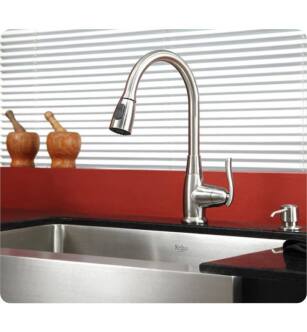 Kraus KHF200-30-KPF2230-KSD30 29 3/4" Single Bowl Farmhouse Stainless Steel Kitchen Sink with Kitchen Faucet and Soap Dispenser