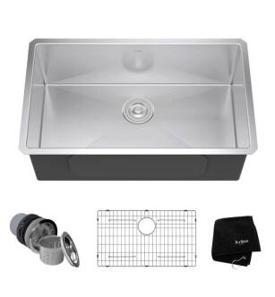 Kraus KHU100-30-KPF2230-KSD30 30" Single Bowl Undermount Stainless Steel Kitchen Sink with Kitchen Faucet and Soap Dispenser