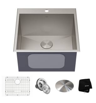 Kraus KHT301-22L Standart PRO 22” Dual Mount Drop-In 16 Gauge Stainless Steel Single Bowl Deep Laundry Utility Sink
