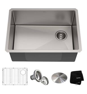 Kraus KHU111-25 Standart Pro 25" Single Bowl Undermount Stainless Steel Rectangular Kitchen Sink