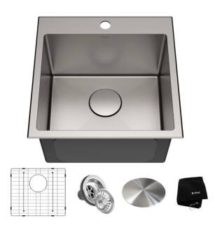 Kraus KHT301-18 Standart Pro 18" Single Bowl Drop-In Stainless Steel Square Kitchen Sink