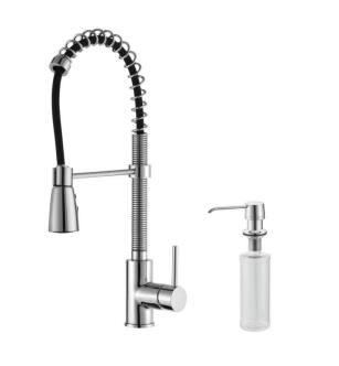 Kraus KPF-1612-KSD-30 8 1/2" Commercial Style Single Handle Deck Mounted Pull-Down Kitchen Faucet with Soap Dispenser