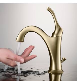 Kraus KBF-1201BG Arlo 1.2 Gpm Deck Mounted Bathroom Faucet With Pull-Up Drain in Brushed Gold