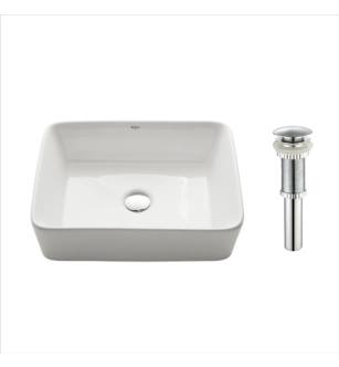 Kraus KCV-121-CH 18-3/4" Ceramic Vessel Bathroom Sink - Includes Pop-Up Drain in Chrome