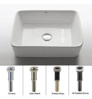 Kraus KCV-121-G 18-3/4" Ceramic Vessel Bathroom Sink - Includes Pop-Up Drain in Gold