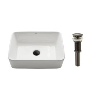Kraus KCV-121-ORB 18-3/4" Ceramic Vessel Bathroom Sink - Includes Pop-Up Drain in Oil Rubbed Bronze