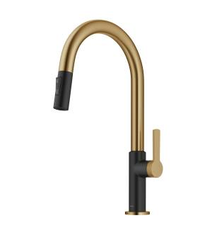 Kraus KPF-2820BBMB Oletto 1.8 Gpm Single Handle Pull-Down Kitchen Faucet in Brushed Brass / Matte Black