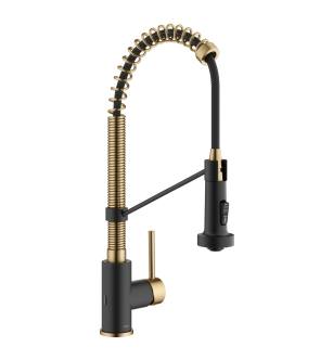 Kraus KSF-1610BBMB Bolden 1.8 Gpm Single Hole Pre-Rinse Pull Down Kitchen Faucet in Brushed Brass/Matte Black