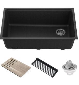 Kraus KGUW2-33MBR Bellucci 32" Undermount Single Basin Granite Composite Kitchen Sink With Basket Strainer, Cutting Board, And Drain Board in Metallic Brown
