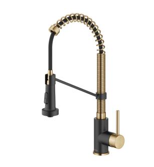 Kraus KPF-1610BBMB Bolden 1.8 Gpm Single Hole Pre-Rinse Pull Down Kitchen Faucet in Brushed Brass/Matte Black