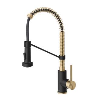 Kraus KPF-1610SFACBMB Bolden 1.8 Gpm Single Hole Pre-Rinse Pull Down Kitchen Faucet in Spot Free Antique Champagne Bronze/Matte Black