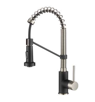 Kraus KPF-1610SSMB Bolden 1.8 Gpm Single Hole Pre-Rinse Pull Down Kitchen Faucet in Stainless Steel/Matte Black