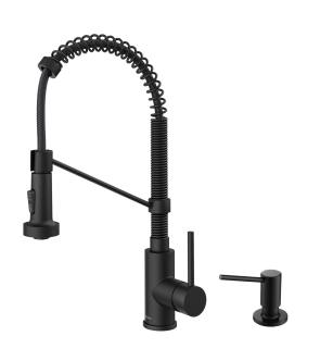 Kraus KPF-1610MB-KSD-43MB Bolden 1.8 Gpm Single Hole Pre-Rinse Pull Out Kitchen Faucet - Includes Soap Dispenser in Matte Black