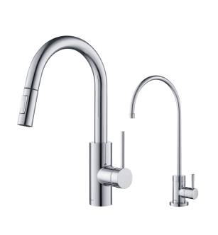 Kraus KPF-2620-FF-100CH Oletto 1.75 Gpm Single Hole Pull-Down Faucet And Water Filter Faucet Combo - Less Filter System in Chrome