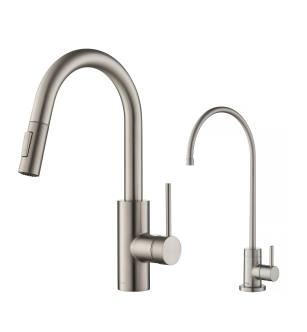Kraus KPF-2620-FF-100SFS Oletto 1.75 Gpm Single Hole Pull-Down Faucet And Water Filter Faucet Combo - Less Filter System in Spot Free Stainless Steel