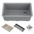 Kraus KGUW2-30MGR Bellucci 29" Undermount Single Basin Granite Composite Kitchen Sink With Basket Strainer, Cutting Board, And Drain Board in Metallic Grey