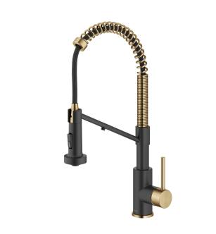 Kraus KFF-1610BBMB Bolden 1.8 Gpm Single Hole Pre-Rinse Pull Down Kitchen Faucet in Brushed Brass/Matte Black