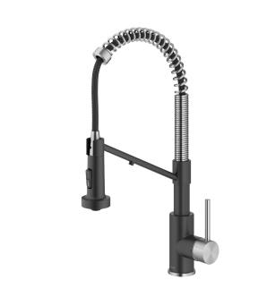 Kraus KFF-1610SFSMB Bolden 1.8 Gpm Single Hole Pre-Rinse Pull Down Kitchen Faucet in Spot Free Stainless Steel/Matte Black
