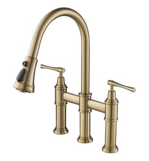 Kraus KPF-3121BG Allyn 1.8 Gpm Bridge Pull Down Kitchen Faucet in Brushed Gold