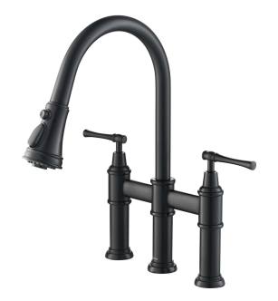 Kraus KPF-3121MB Allyn 1.8 Gpm Bridge Pull Down Kitchen Faucet in Matte Black
