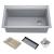 Kraus KGTW2-33MGR Bellucci 33" Drop In Single Basin Granite Composite Kitchen Sink With Basket Strainer, Cutting Board, And Drain Board in Metallic Grey