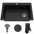 Kraus KGD-54BLACK Forteza&#8482; 33" Composite Granite Kitchen Sink For Undermount Or Countertop Installation - Strainer, Oven Mitt, And Trivet Included in Black