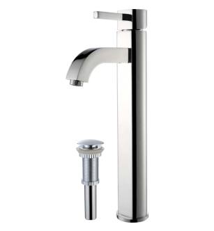 Kraus FVS-1007-PU-10CH Ramus Single Hole Vessel Bathroom Faucet - Metal Pop-Up Drain Included in Chrome