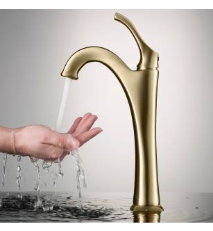 Kraus KVF-1200BG Arlo 1.2 Gpm Deck Mounted Bathroom Faucet With Pop-Up Drain in Brushed Gold