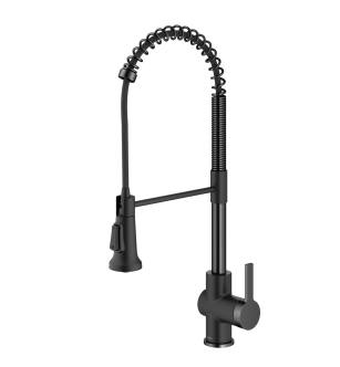 Kraus KPF-1691MBSFSB Britt 1.8 Gpm Single Hole Pre-Rinse Pull Down Kitchen Faucet in Matte Black/Spot Free Black Stainless