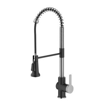 Kraus KPF-1691SFSMB Britt 1.8 Gpm Single Hole Pre-Rinse Pull Down Kitchen Faucet in Spot Free Stainless Steel/Matte Black