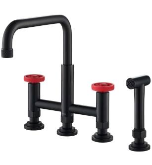 Kraus KPF-3125MBRD Urbix 1.8 Gpm Bridge Kitchen Faucet - Includes Side Spray in Matte Black / Red