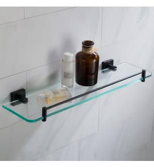 Kraus KEA-17745MB Ventus 20" Brass And Glass Bathroom Shelf in Matte Black