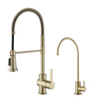Kraus KPF-1690-FF-100BG Britt 1.8 Gpm Single Hole Faucet And Water Filter Faucet Combo - Less Filter System in Brushed Gold