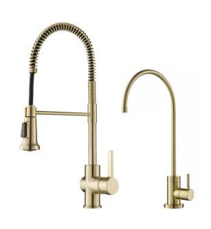 Kraus KPF-1690-FF-100SFACB Britt 1.8 Gpm Single Hole Faucet And Water Filter Faucet Combo - Less Filter System in Spot Free Antique Champagne Bronze