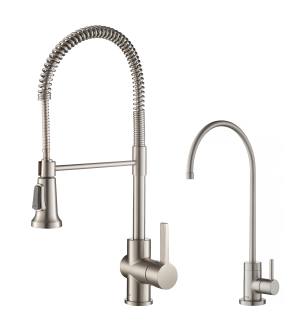Kraus KPF-1690-FF-100SFS Britt 1.8 Gpm Single Hole Faucet And Water Filter Faucet Combo - Less Filter System in Spot Free Stainless Steel