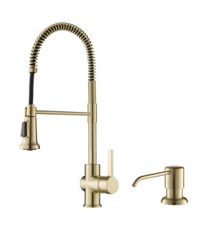 Kraus KPF-1690-KSD-53SFACB Britt 1.8 Gpm Single Hole Faucet - Includes Soap Dispenser, And Escutcheon in Spot Free Antique Champagne Bronze