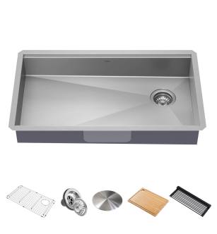 Kraus KWU110-32/5.5 Kore Ada Accessible 32” Undermount Single Bowl Stainless Steel Kitchen Sink With Accessories in Stainless Steel