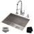 Kraus KHU24L-1610-53CH Pax 24" Undermount Single Basin Stainless Steel Kitchen Sink With Deck Mounted 1.8 (Gpm) Pre-Rinse Kitchen Faucet With Soap Dispenser in Chrome