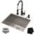 Kraus KHU24L-1610-53MB Pax 24" Undermount Single Basin Stainless Steel Kitchen Sink With Deck Mounted 1.8 (Gpm) Pre-Rinse Kitchen Faucet With Soap Dispenser in Matte Black