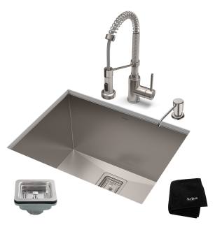 Kraus KHU24L-1610-53SS Pax 24" Undermount Single Basin Stainless Steel Kitchen Sink With Deck Mounted 1.8 (Gpm) Pre-Rinse Kitchen Faucet With Soap Dispenser in Stainless Steel