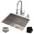 Kraus KHU24L-1610-53SS Pax 24" Undermount Single Basin Stainless Steel Kitchen Sink With Deck Mounted 1.8 (Gpm) Pre-Rinse Kitchen Faucet With Soap Dispenser in Stainless Steel