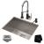 Kraus KHU24L-1610-53SSMB Pax 24" Undermount Single Basin Stainless Steel Kitchen Sink With Deck Mounted 1.8 (Gpm) Pre-Rinse Kitchen Faucet With Soap Dispenser in Stainless Steel / Matte Black