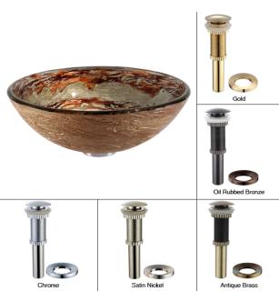 Kraus GV-651-CH 16-1/2" Ares Glass Vessel Bathroom Sink - Includes Pop-Up Drain And Mounting Ring in Chrome