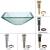 Kraus GVS-901-19mm-AB 16-1/2" Aquamarine Glass Vessel Bathroom Sink - Includes Pop-Up Drain And Mounting Ring in Antique Brass