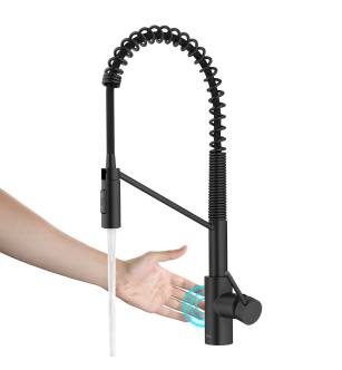Kraus KSF-2631MB Oletto 1.8 Gpm Touchless Sensor Single Handle Pull Down Kitchen Faucet With Quickdock Top Mount Assembly in Matte Black