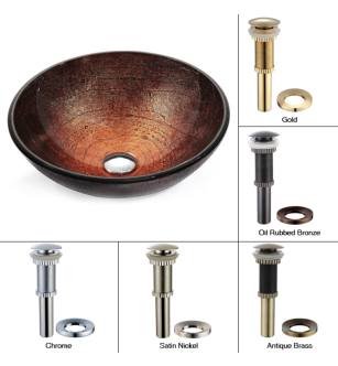 Kraus GV-580-AB 16-1/2" Copper Illusion Glass Vessel Bathroom Sink - Includes Pop-Up Drain And Mounting Ring in Antique Brass